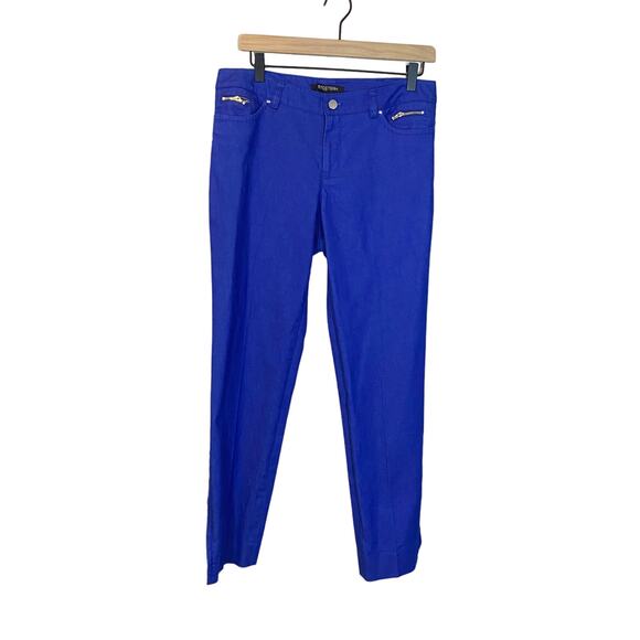 Etcetera Bright Royal Blue Tapered Leg Jeans Ankle Zipper Mid Rise Sz 8 - Picture 1 of 9